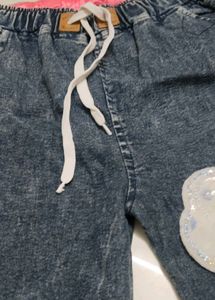 Cute Denim Jeans with Mickey Mouse Patch