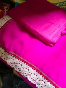 Soft White Border Pink Saree