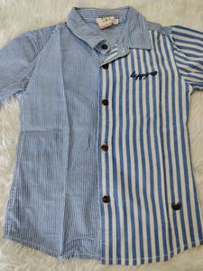 Boys Blue Striped Button-Up Shirt