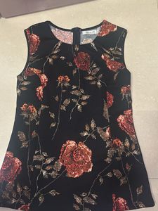 Black Rose Floral Print Sleeveless Top