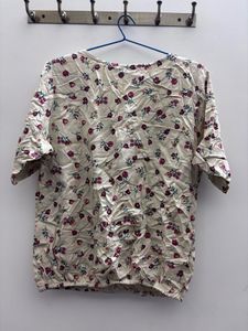Cream Floral Print Short Sleeve Top
