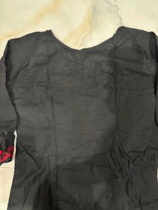 Black Kurta with Red Embroidery