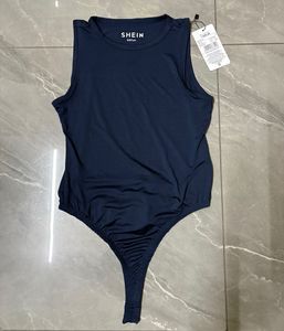 Sleek Navy Blue One-Piece Bodysuit