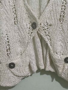 Cream Knit Cardigan with Buttons