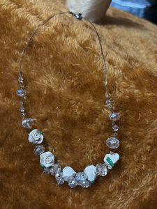Rose & Crystal Beaded Necklace
