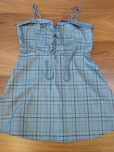 Plaid Lace-Up Mini Dress