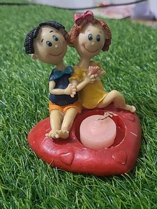 Heart Shape Couple Showpiece With Candle Holder