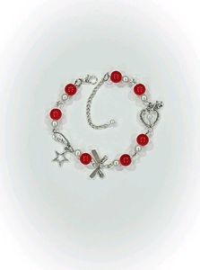 Charming Red Beaded Charm Bracelet