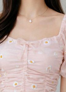Pink Daisy Mesh Crop Top