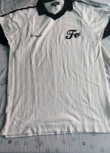 White &amp; Black Striped V-Neck Top