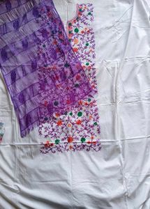 Embroidered White Dress suit Fabric