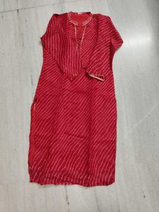 Vibrant Red Striped Kurta