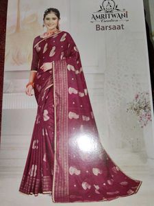 Maroon Saree with Gold Print