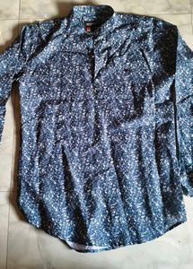 Men's Blue Floral Kurta