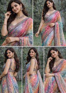 Elegant Multicolor Saree magical fully party wear