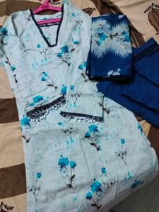 Floral Print Kurta Set with Dupatta