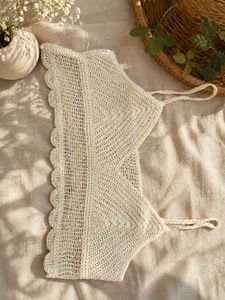Cream Crochet Halter Top💖