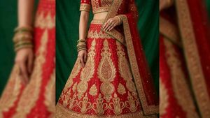 Stunning Red Embroidered Lehenga Choli