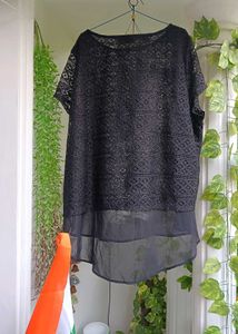 Chic Black Lace Overlay Top