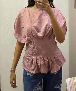 New Pink Pleated Top