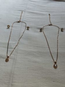 Elegant Rose Gold Necklace &amp; Earring Set combo of