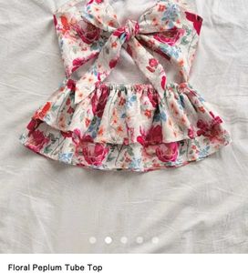 Floral Peplum Strapless Top