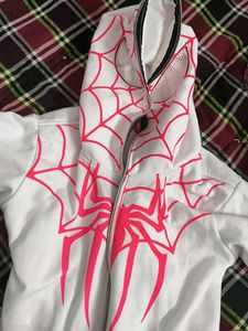 Spider Web Graphic Zip-Up Hoodie | S size