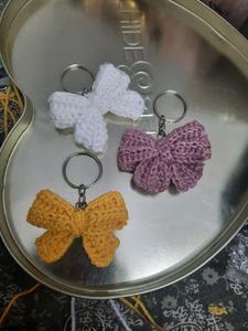 Handmade Crochet Bow Keychains 3