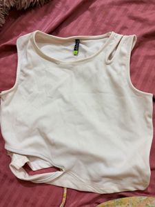 Cream Cut-Out Sleeveless Top