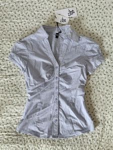 Cream Button-Up Fitted Shirt Top