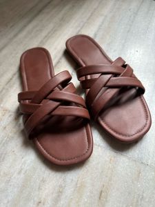 Brown Woven Flats