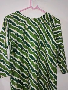 Green Striped Jaipuri Kurta for women