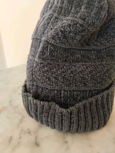 Grey Knit Beanie Hat