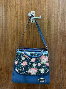 Floral Print Blue Handbag