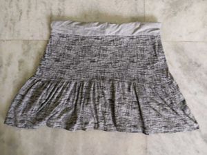 Grey Abstract Print Tiered Mini Skirt