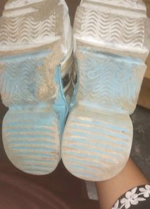 Trendy Teal sky-blue &amp; White Chunky Sneakers