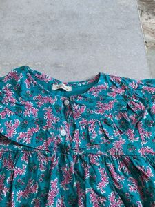Chic Teal Floral Print Dress