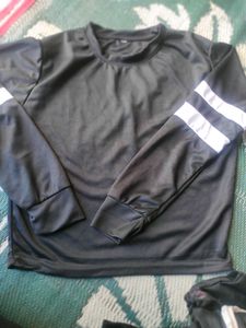 women Black two  T-Shirt with Striped Sleeves