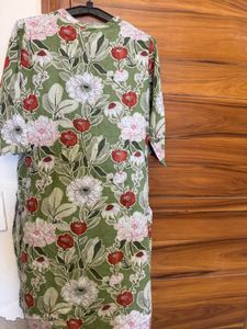Green Floral Print Kurta