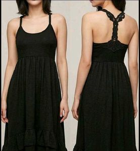 Black Ruffle Hem Midi Dress