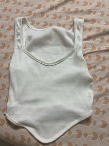 White Ribbed Tank Top