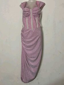 Sparkly Ruched Dress with Pearl Embellishments