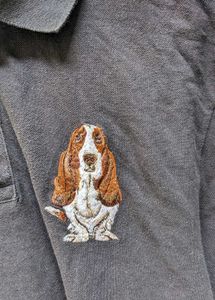 Black Polo Shirt with Dog Embroidery