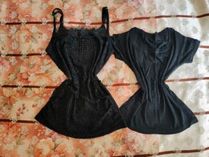 Lace Camisole & Black Top Set
