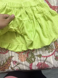 Girls Lime Green Textured Dress