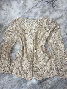 vintage lace button up top