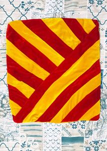 Handmade Red and Yellow Striped Cushion cover
