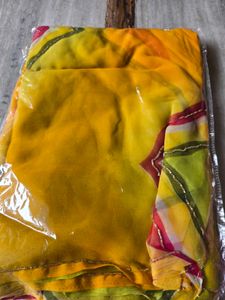 Vibrant Yellow Saree with Geometric Print