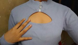 Ribbed Cut-out Mock Neck Top