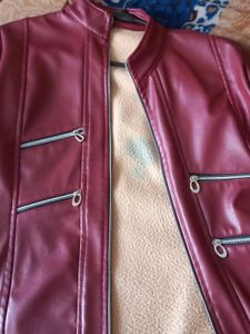 Maroon Leather Jacket For Winters